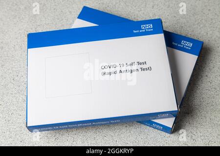Two NHS Covid-19 self test boxes Stock Photo