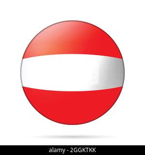 Glass light ball with flag of Austria. Round sphere, template icon. Austrian national symbol. Glossy realistic ball, 3D abstract vector illustration Stock Vector