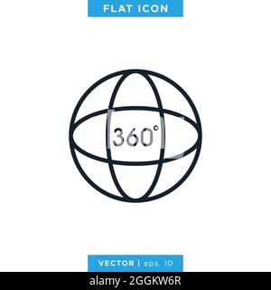 360 Degrees View Icon Vector Design Template. Stock Vector