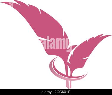 Feather icon logo flat design template vector Stock Vector