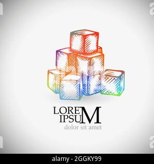 Sketch children's multicolored cubes. Vector illustration Stock Vector