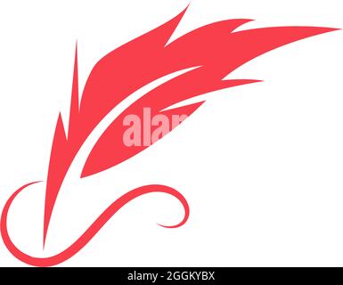 Feather icon logo flat design template vector Stock Vector