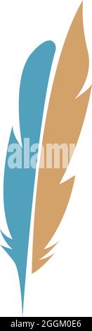 Feather icon logo flat design template vector Stock Vector