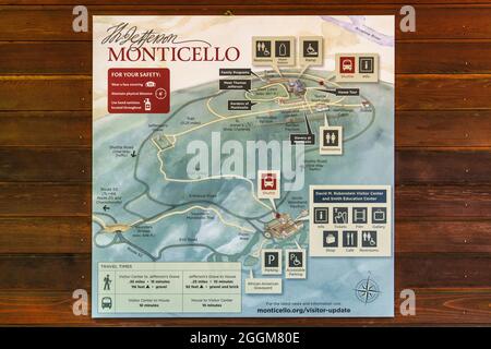 Site plan of Thomas Jefferson’s Monticello at Visitor Center in Virginia. Stock Photo