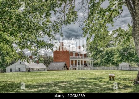 The McLean House, site of Lee’s Surrender to Grant, at the Appomattox Court House National Historical Park in Virginia. Stock Photo