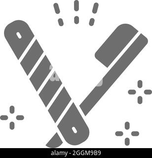 Straight razor, barber knife grey icon. Isolated on white background Stock Vector