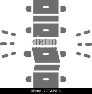 Spinal deformation, rachiocampsis, backbone grey icon. Isolated on white background Stock Vector