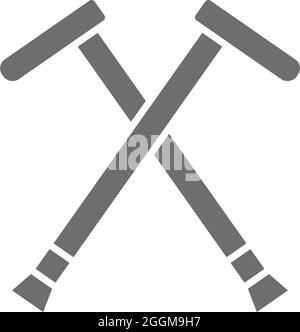 Crutches, walking sticks, crutch grey icon. Isolated on white background Stock Vector