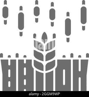 Wheat index growth chart, rising cost of food, stock market trading grey icon. Stock Vector