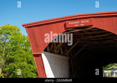 Roseman Bridge; Photograph of the Bridges of Madison County, Winterset, Iowa, USA. Stock Photo