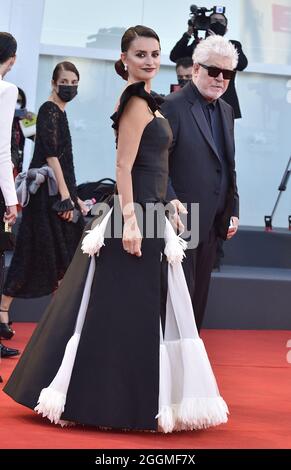 Venice, Italy. 01st Sep, 2021. Penelope Cruz and Pedro Almodovar attend the red carpet of the movie 'Madres Paralelas' during the 78th Venice International Film Festival on Wednesday, September 1, 2021 in Venice, Italy. Photo by Rocco Spaziani/UPI Credit: UPI/Alamy Live News Stock Photo