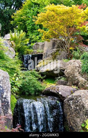 A beautiful garden rockery with a waterfall Stock Photo - Alamy