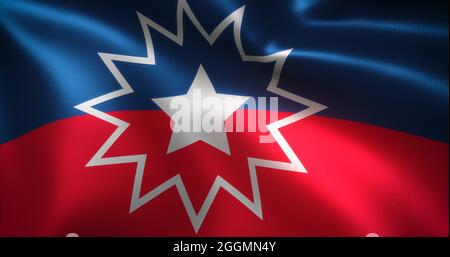 Juneteenth Flag, African American Flag with waving folds, close up view, 3D rendering Stock Photo