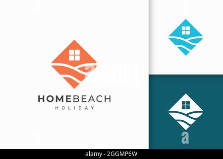 Beach hotel or resort logo in abstract flat shape Stock Vector