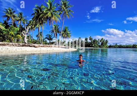 FRENCH POLYNESIA. TUAMOTU ARCHIPELAGO. THE ATOLL OF RANGIROA Stock Photo