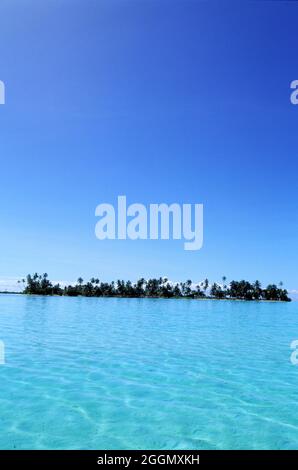 FRENCH POLYNESIA. SOCIETY ARCHIPELAGO. TAHAA ISLAND, ARRIVAL ON  VAHINE ISLAND, SMALL LUXURY HOTEL ON THE REEF BARRIER IN THE HEART OF THE PACIFIC OCE Stock Photo