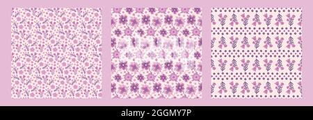 Seamles pattern flower.Hand drawn print of textile.Vintage floral design. Stock Vector
