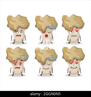 Cartoon character of hedgehog mushroom with sleepy expression. Vector illustration Stock Vector