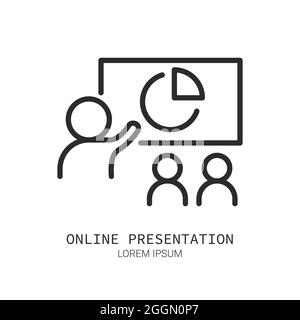 Computer with two people conferencing, online meeting Stock Vector