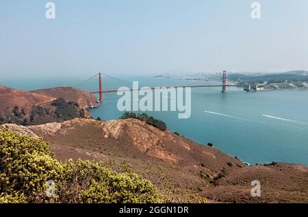 Classic view of the Golden Gate Bridge, San Francisco, California, U.S.A Stock Photo