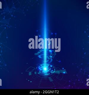 Sci-fi futuristic backdrop. Science and technology background HUD elements with beam. Vector illustration Stock Vector