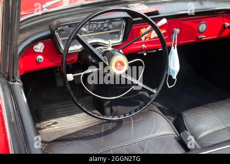 Vintage cars in PRAZ-SUR-ARLY : Simca Océane cabriolet 1960 Stock Photo