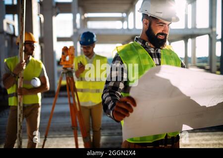 Picture of construction engineer working on building site Stock Photo