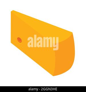 Wedge piece of tasty yellow cheddar cheese isolated on white background. Isometric view. Vector Stock Vector