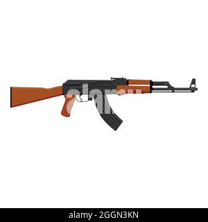 Vector illustration AK  Kalashnikov machine gun isolated on white background. Stock Vector