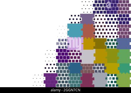 Abstract design with copy space. Pattern of geometric shapes on white background. Multicolored elements. Stock Vector