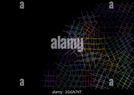 Colorful sketch on black background. Modern concept of lines. Dark abstract illustration Stock Vector