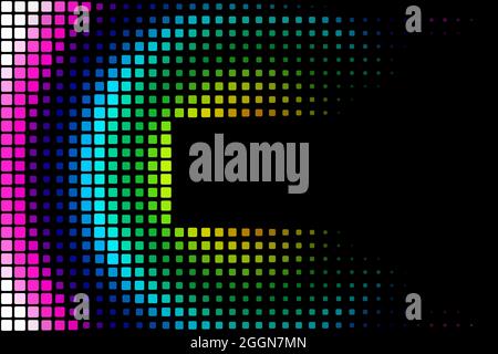 Black background with colorful design. Mosaic style illustration. Geometry of squares. Multicolored dots texture Stock Vector
