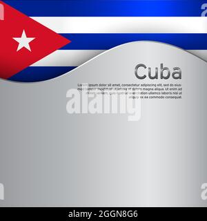 Cover, banner in state colors of cuba. National cuban poster. Abstract flag of cuba. Creative wavy metal background for patriotic holiday card design Stock Vector