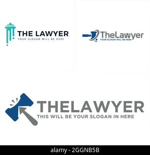 The lawyer justice court firm technology logo design Stock Vector