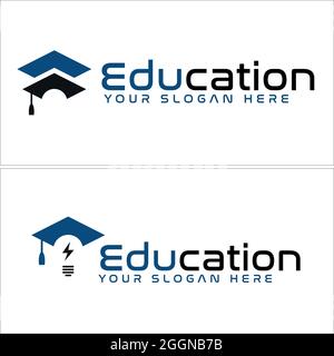 Education graduation cap academy logo design Stock Vector