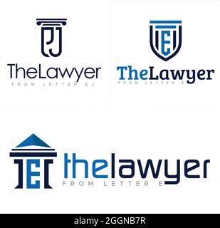 The lawyer law pillar shield building logo design  Stock Vector