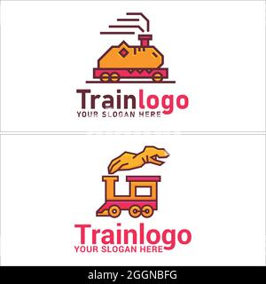 Transit mobile app train logo design Stock Vector