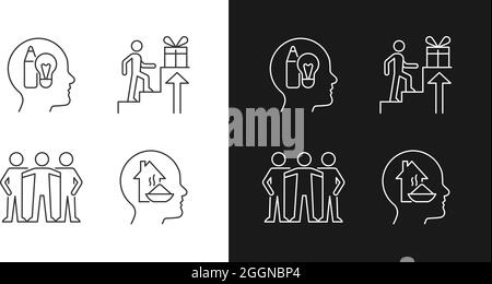 Motivational boosters linear icons set for dark and light mode Stock Vector
