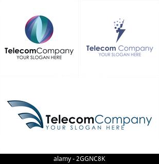Telecom lightning pixel technology icon logo design Stock Vector
