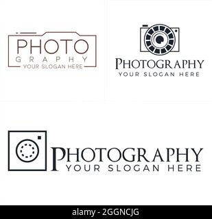 Photography studio camera logo design Stock Vector