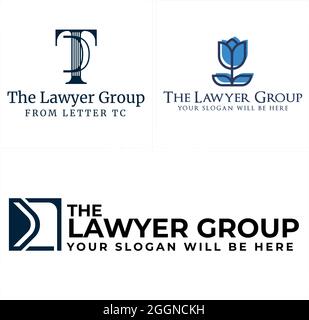 Lawyer group with icon initial TC and flower logo design Stock Vector