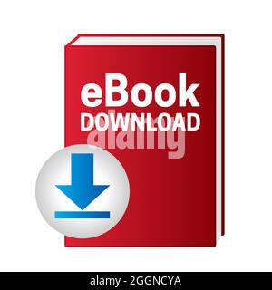 Red Ebook Download Icon Stock Vector