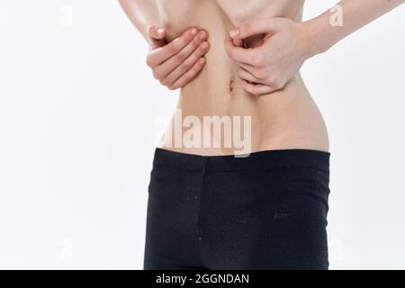 female flat belly anorexia diet health problems Stock Photo