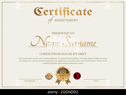 Certificate Diploma Template in Simple Classic Style Stock Vector
