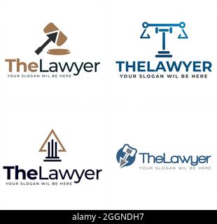 The lawyer justice court firm technology logo design Stock Vector