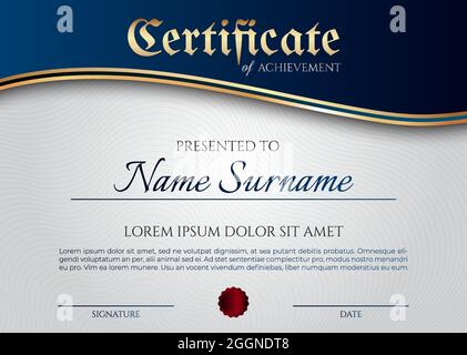 Certificate Diploma Template in Modern Style Stock Vector