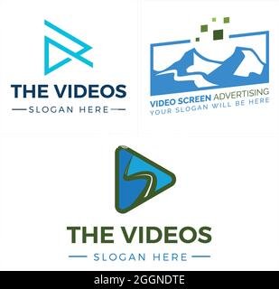 Video advertising digital technology business logo design Stock Vector