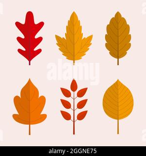 Flat autumn leaves collection Vector illustration Stock Vector Image ...
