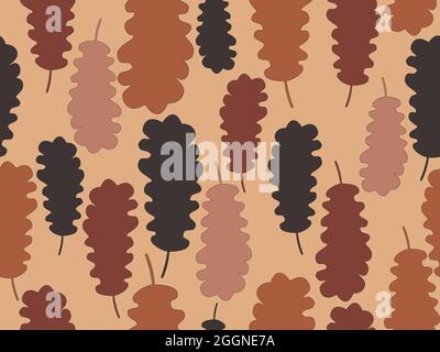 Oak leaves seamless pattern. Falling autumn leaves. Design for wrapping paper, print,  fabric and printing. Vector illustration Stock Vector