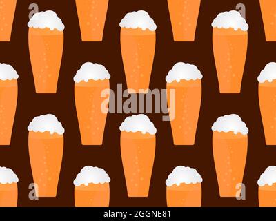 Beer seamless pattern. Glass of beer. Drink party. Design for the festival of alcoholic drinks, promotional materials and menus. Vector illustration Stock Vector